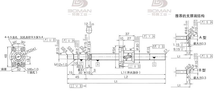 KURODA GP1502DS-BAPR-0600B-C3S 黑田丝杆替换尺寸图片