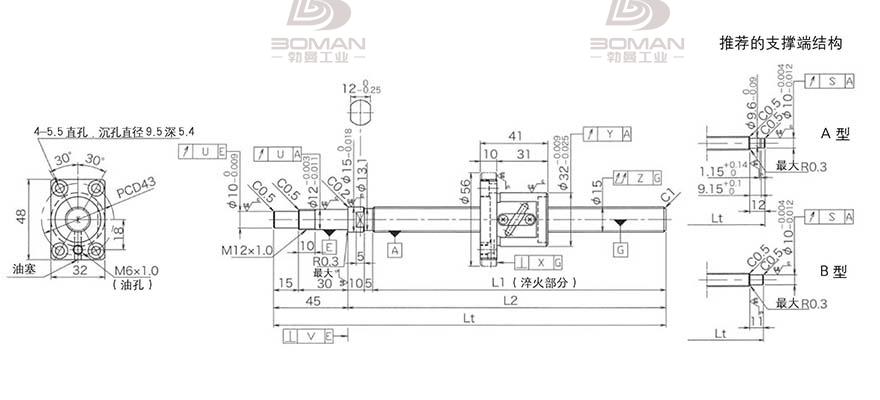KURODA GP1504DS-BALR-0400B-C3F 黑田精工滚珠丝杆价格